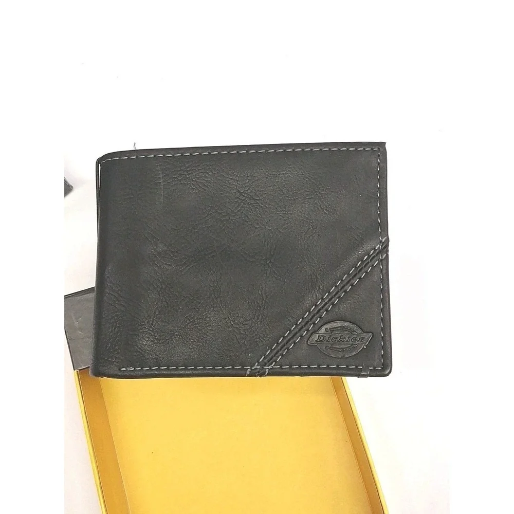 Dickies Black w/ Gray Stitching Bifold Men's Wallet NIB - Soft, Sleek Look